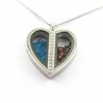 Collier - Pierres et Min&eacute;raux - Apatite bleu n&eacute;on - Grenat Rhodolite brut - Acier inoxydable - Coeur