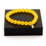 Pierres et Min&eacute;raux. Bracelet Perles Agate jaune 8 mm. Fabriqu&eacute; en France.