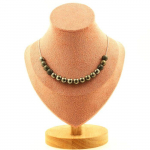 Pierres et Min&eacute;raux. Collier 15 perles Pyrite d'Espagne 8 mm. Chaine en acier inoxydable Collier femmes, hommes. Taille personnalis