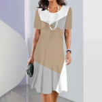 Naiste kleidid 3D gradiendiga geomeetrilise tr&uuml;kiga kleit, purustatud lillega l&uuml;hikeste varrukatega peor&otilde;ivad, elegantsed topid Retro A-joonega seelik M