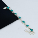 Statanta Rosa T&uuml;rkiissin Kivi K&auml;sitsi Valmistatud 925 Sterling H&otilde;be K&auml;ev&otilde;ru, Statanta Rosa T&uuml;rkiissin K&auml;ev&otilde;ru Naisele, Unisex K&auml;ev&otilde;ru Pulmakink 8" roheline