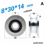 1 tk 8 * 30 * 14 mm U soonega ratas 6x30 x 14 mm roomiku juhtratas / veerev ratas