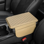 PU Leather Car Armrest Mat 1Pc Center Console Arm Rest Protection Cushion With Storage Pockets Armrests Storage Box Cover Pad