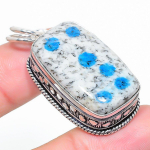 K2 Blue Azurite Handmade 925 Sterling Silver Jewelry Pendant 1.89 h7d10