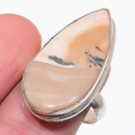 Honey Dendritic Handmade 925 Sterling Silver Jewelry Ring Size 8.5 y4u99