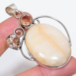 Natural Orange Aventurine, Morganite 925 Sterling Silver Pendant 2.68 p7u90