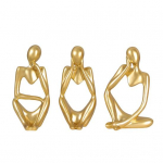 3 tk Abstraktne m&otilde;tleja kujuke, mini istuv m&otilde;tleja vaigukuju skulptuur elutuba kodukontori raamaturiiul t&ouml;&ouml;laua kaunistus valge