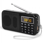 FM kaasaskantavad raadiod Digitaalne raadio Laetav raadio USB/SD/TF/AUX m&auml;ngija Taskulamp &Auml;ratuskell LED-ekraan must