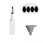 Keraamiline oliivi&otilde;li dosaatori pudel, suure mahutavusega &otilde;lipudel k&ouml;&ouml;gikastme &auml;&auml;dika dosaatori jaoks lehtri ja etiketi kleebistega