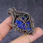 Lapis Lazuli Gemstone Handmade Copper Wire Wrap Tree Of Life Pendant 2.36 o1m35