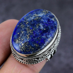 Natural Lapis Lazuli Gemstone Handmade 925 Sterling Silver Jewelry Ring S.6 g3u04