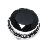 Black Spinel Handmade 925 Sterling Silver Jewelry Ring Size 9 n9w62