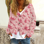 Naiste moodne l&uuml;hike jope vabaaja pikkade varrukatega valentinip&auml;evaks, tr&uuml;kitud &uuml;herealine pl&uuml;&uuml;sis top XL