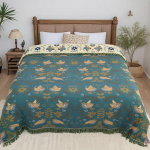 Kahepoolne puuvillane gaasist diivanitekk tutikesega, lilleline tekk diivani voodi kaunistuseks - 150x200cm kuni 230x250cm 150x200cm