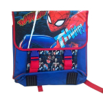 Spiderman 35 cm punane ja sinine koolikott 2 sahtli, esitasku ja polsterdatud rihmadega
