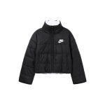 Nike Logo Tr&uuml;kiga T&otilde;mblukuga Kahepoolne Puuvillane Jakk Naistele &Uuml;ler&otilde;ivad Must DQ6864-010 S