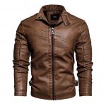 S&uuml;gis-Talvine Meeste Nahkjakk PU Jakk Slim Fit &Auml;ri-Vabaaja Meeste Retro M khaki