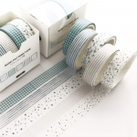 Jaapani mustriga Washi 5 loomingulist teipi Naiste Washi teip isetegemise k&auml;sit&ouml;&ouml; jaoks Teip, Rullid, Komplekt, Stiil, Pakend, (Roheline kaste)