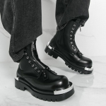 Meeste Mootorratta Must Paks Tald K&otilde;rgust Suurendavad K&otilde;rged Saapad Street Style Lahedad Liftiga Punk Saapad Suur Suurus EU:38 must
