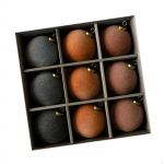 9 Pieces Christmas Tree Ornaments Velvet Ball Classic 3.15 inch Multicolor Sturdy Hanging Baubles orange gray