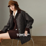 Chuyu Women's 100% Merino Wool Plaid Tweed Overcoat M