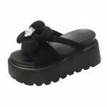 8CM platvormiga suss-sandaalid naistele, kikilipsuga, paksude talladega sussid naistele, paksud pl&auml;tud, suvised vabaaja rannasussid, Zapatos Mujer 34 must