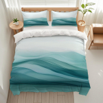 3 tk Teadirohelise lainete teemaline tekikottide komplekt, Uudne moodne kerge pehme voodipesu lukuga, Aastaringselt kodu &uuml;hiselamu dekoratsioon EU Twin(135x200cm)
