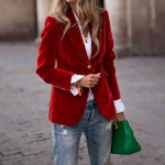 YYFS Naiste Mood Vabaaja &Uuml;hev&auml;rviline Tr&uuml;kiga S&uuml;gis-Talv Pikkade Varrukatega POLO Kaelusega Joped ja Mantlid XXL punane