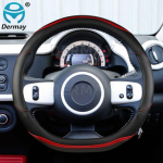for Renault Twingo Car Steering Wheel Cover Non-slip Breathable Microfiber Leather + Carbon Fiber Fashion Auto Accessories D shape Orange