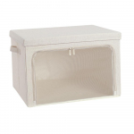 Size L Cotton Linen Storage Box with Lid Foldable Clothes Organizer, 50 x 40 x 33cm