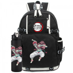 2 tk/komplekt Anime Demon Slayer tr&uuml;kitud seljakott 750 ml veepudeliga teismelisele &otilde;pilasele t&uuml;drukule poisile suur mahutavus veekindel koolikott kingitus
