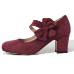 Naiste suuremad suurused 36-45 Klassikalised &uuml;marotsalised k&otilde;rge kontsaga kingad Vibu detailiga S&uuml;gis Kevad Vabaaja Mood Slip-on Kleitikingad Elegantne 39 burgundiapunane
