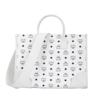 MCM M&uuml;nchen Visetos Monogramm Suure Mahutavusega T&otilde;mblukuga Kott Naiste T&otilde;mblukuga Kotid Valge MWTCSBO02WT001 Basic Set (Bag+Dust Bag)