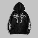 Meeste lukuga dressipluus - Dressipluusid meestele Y2K Vintage Pikkade varrukatega dressipluus Streetwear Pullover taskuga L must