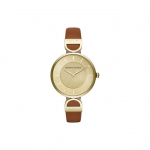ARMANI EXCHANGEAE Kvartsmehhanism Nahkrihm Kuldne sihver Naiste k&auml;ekell AX5324 Light Brown Strap