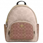 Coach Court 28 V&auml;rviplokk Klassikaline Logo Kaetud L&otilde;uend Seljakott Suur Naiste seljakott Liivapruun CZ771-IMXI9 Basic Set (Bag+Dust Bag)