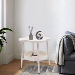 Kreemikasvalge kaasaegne &ouml;&ouml;kapp, stiilne diivani k&otilde;rval laud, tugev aktsentlaud 110 naela kandev&otilde;imega, kohvi- ja teelaud valge