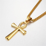 Egiptuse Ankh Risti Kaelakeed Ripatsid Kullav&auml;rvi Roostevabast Terasest Hierogl&uuml;&uuml;fid Amulett Kaelakeed Naistele Meestele Egiptuse Ehted Kingitused 50cm gray