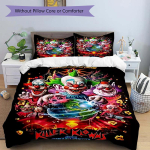 3 tk Killer Klowns from Outer Space - Anime multifilmikujundusega tekikott ja kaks padjap&uuml;&uuml;ri (Ilma s&uuml;damikuta) - P&uuml;hadekingitus magamistuppa 135x200cm