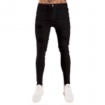 Meeste mood Denim Hole p&uuml;ksid Distressed teksad Pikad pliiatsp&uuml;ksid S must