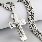 Religioosne katoliku ristikujuline Jeesuse risti kaelakee meestele Risti ripats koos piibli kaelakeega Meeste B&uuml;tsantsi ketiga ehted Kingitused 55cm