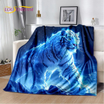 Karm Tiiger L&otilde;vi Leopard Metsloom Loom Loodus Cartoon Tekk, Pehme Visketekk Kodu Magamistoa Voodi Diivani Pikniku Kontori Katteks 130x150cm blue