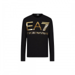 Emporio Armani EA7 S&uuml;gis/Talv 22 Suure Logoga T&auml;he Embleem &Uuml;mmarguse Kaelusega Pikkade Varrukatega T-s&auml;rk Meeste pealisr&otilde;ivad Must 6LPT25PJ7CZ-0208 S