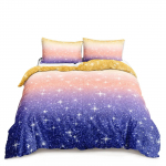 Kawaii Kuu T&auml;htine &Ouml;&ouml;taevas Tekikott Komplekt Sinine Roosa Lilla T&auml;ht Galaktika Voodipesu Komplektid T&auml;issuurus Poistele T&uuml;drukutele Tekikate EU single(135x200cm)