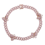 Sooduspakkumine &Scaron;armikas 12mm Iced Out Bling Roosa CZ Kuuba Kett L&uuml;lidega Liblikas Choker Kaelakee Naistele Hip Hop Ehted 18inches(45.72cm) gray