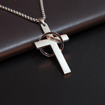 Lihtne rist &uuml;mmarguse ripatsiga kaelakeedega roostevabast terasest kett Christ Cruz kaelakee meestele poistele lahe kaelaehted Collier