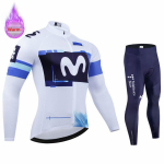 Movistar Talvine Soe Termiline Fliisikomplekt Jalgrattariided Jalgrattas&auml;rk Spordiriided Hispaania MTB Rattariided Maillot Ciclismo Hombre L