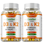 D3-vitamiin K2 pehmekapslid 10000 R&Uuml; 200 mcg 120 tk &mdash; Luude tervis, immuuns&uuml;steemi tugi, kaltsiumi imendumine 120*2