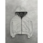 Unisex kahepoolne leopardimustriga kapuutsiga lukuga t&auml;navasweater vintage punk hip hop stiilis Small hall