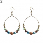 Boheemlaste suur ring puidust helmed konksuga k&otilde;rvar&otilde;ngad naiste etnilised kunstt&uuml;rkiissinised ehted